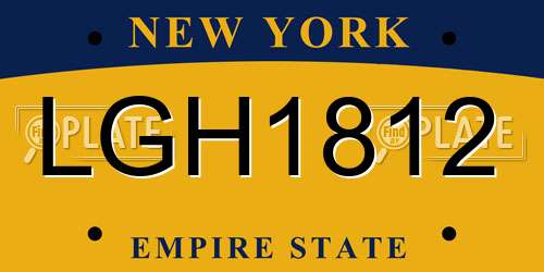 LGH1812 New York License Plate