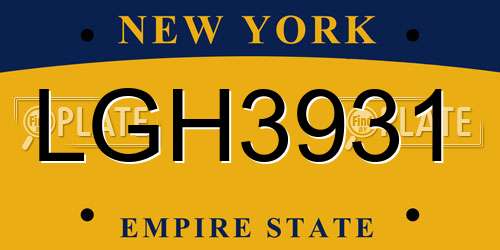 LGH3931 New York License Plate