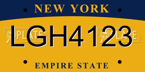 LGH4123 New York License Plate