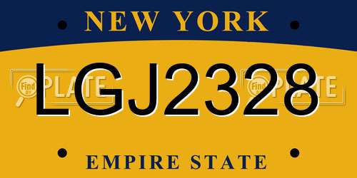 LGJ2328 New York License Plate