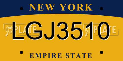LGJ3510 New York License Plate