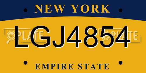 LGJ4854 New York License Plate