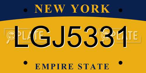 LGJ5331 New York License Plate