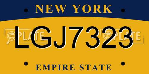 LGJ7323 New York License Plate