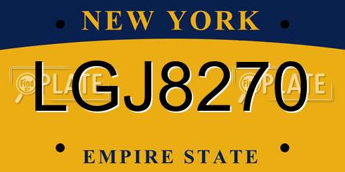 LGJ8270 New York License Plate