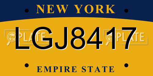 LGJ8417 New York License Plate