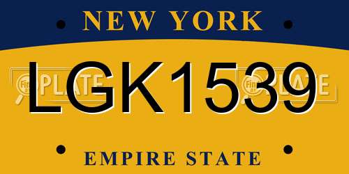 LGK1539 New York License Plate
