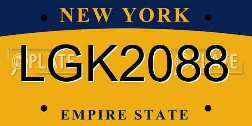 LGK2088 New York License Plate