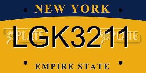 LGK3211 New York License Plate