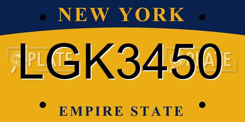 LGK3450 New York License Plate