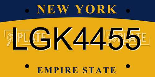 LGK4455 New York License Plate