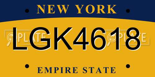 LGK4618 New York License Plate