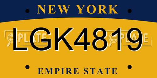 LGK4819 New York License Plate