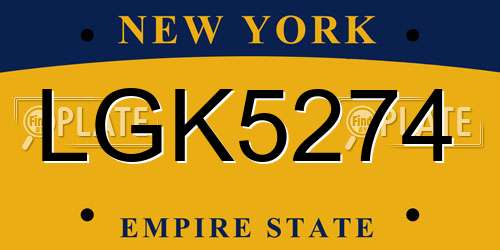 LGK5274 New York License Plate