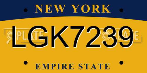 LGK7239 New York License Plate