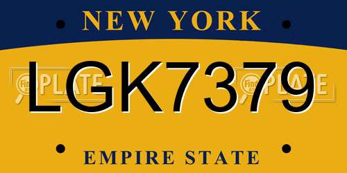 LGK7379 New York License Plate