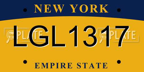 LGL1317 New York License Plate