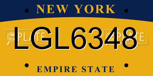 LGL6348 New York License Plate