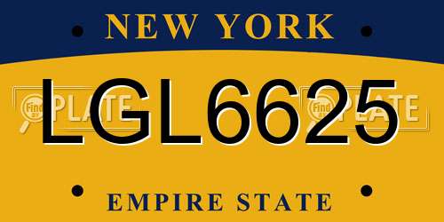 LGL6625 New York License Plate