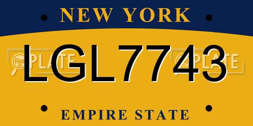 LGL7743 New York License Plate