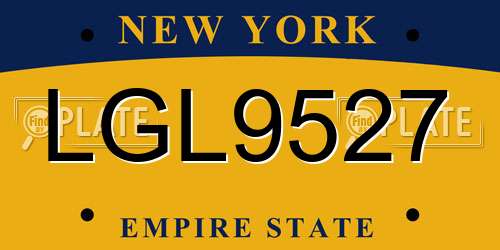 LGL9527 New York License Plate