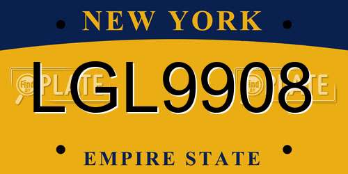 LGL9908 New York License Plate