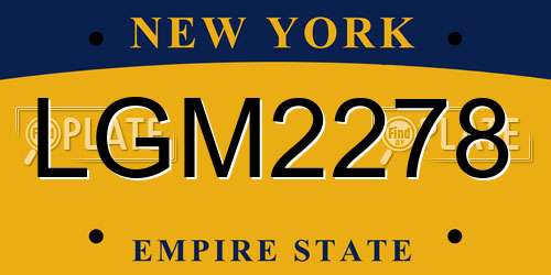 LGM2278 New York License Plate