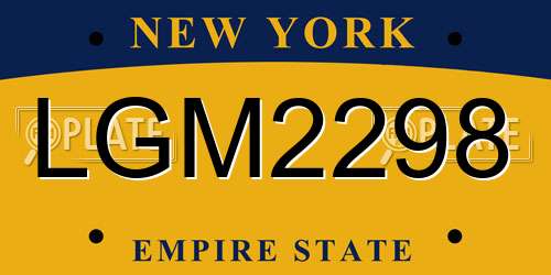 LGM2298 New York License Plate