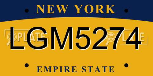 LGM5274 New York License Plate