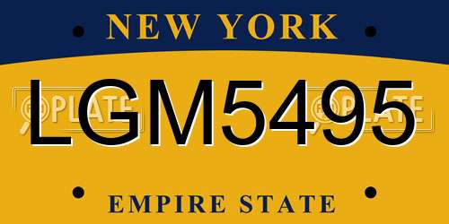 LGM5495 New York License Plate