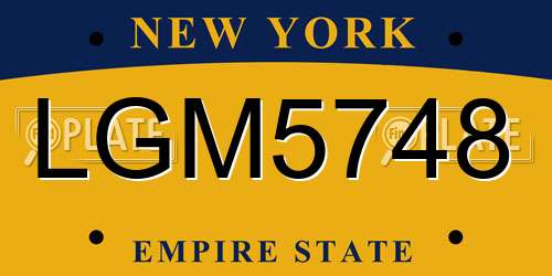 LGM5748 New York License Plate