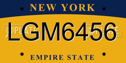 LGM6456 New York License Plate