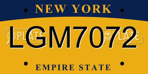 LGM7072 New York License Plate