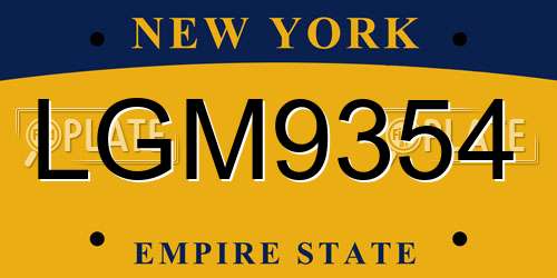 LGM9354 New York License Plate