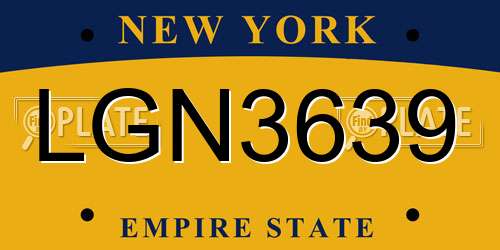 LGN3639 New York License Plate