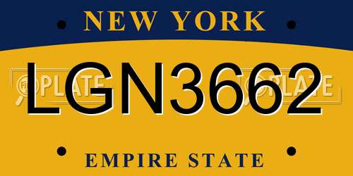 LGN3662 New York License Plate