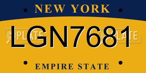 LGN7681 New York License Plate
