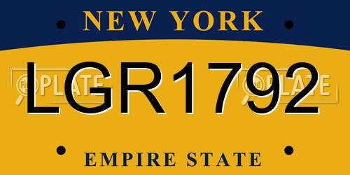 LGR1792 New York License Plate