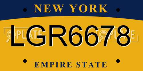 LGR6678 New York License Plate