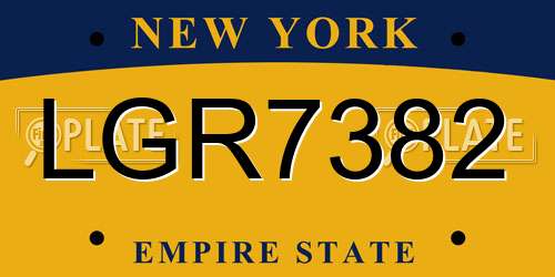 LGR7382 New York License Plate