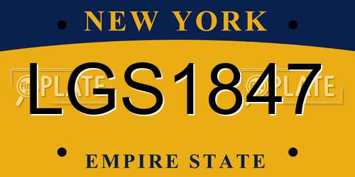 LGS1847 New York License Plate