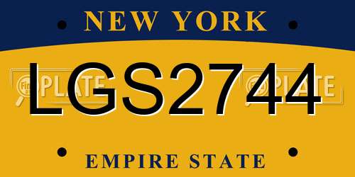 LGS2744 New York License Plate