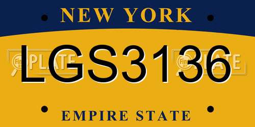 LGS3136 New York License Plate