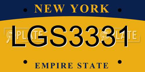 LGS3331 New York License Plate
