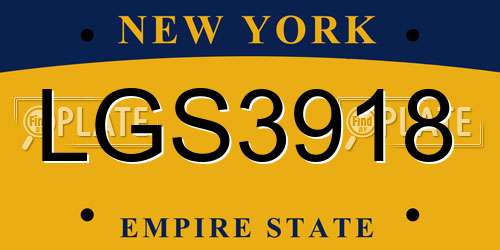 LGS3918 New York License Plate