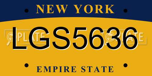 LGS5636 New York License Plate