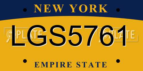 LGS5761 New York License Plate