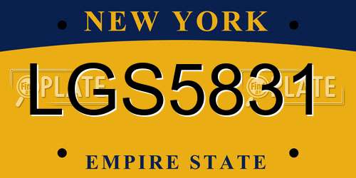 LGS5831 New York License Plate