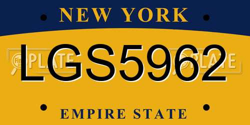 LGS5962 New York License Plate