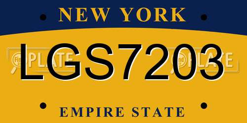 LGS7203 New York License Plate